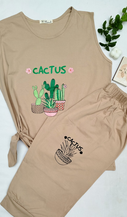 تاپ و شلوارک رنگکرم