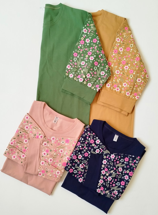 خرید بلوز آستین سه ربع چاپ پفکی