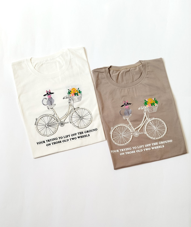 تیشرت کارشده زنانه نخ پنبه