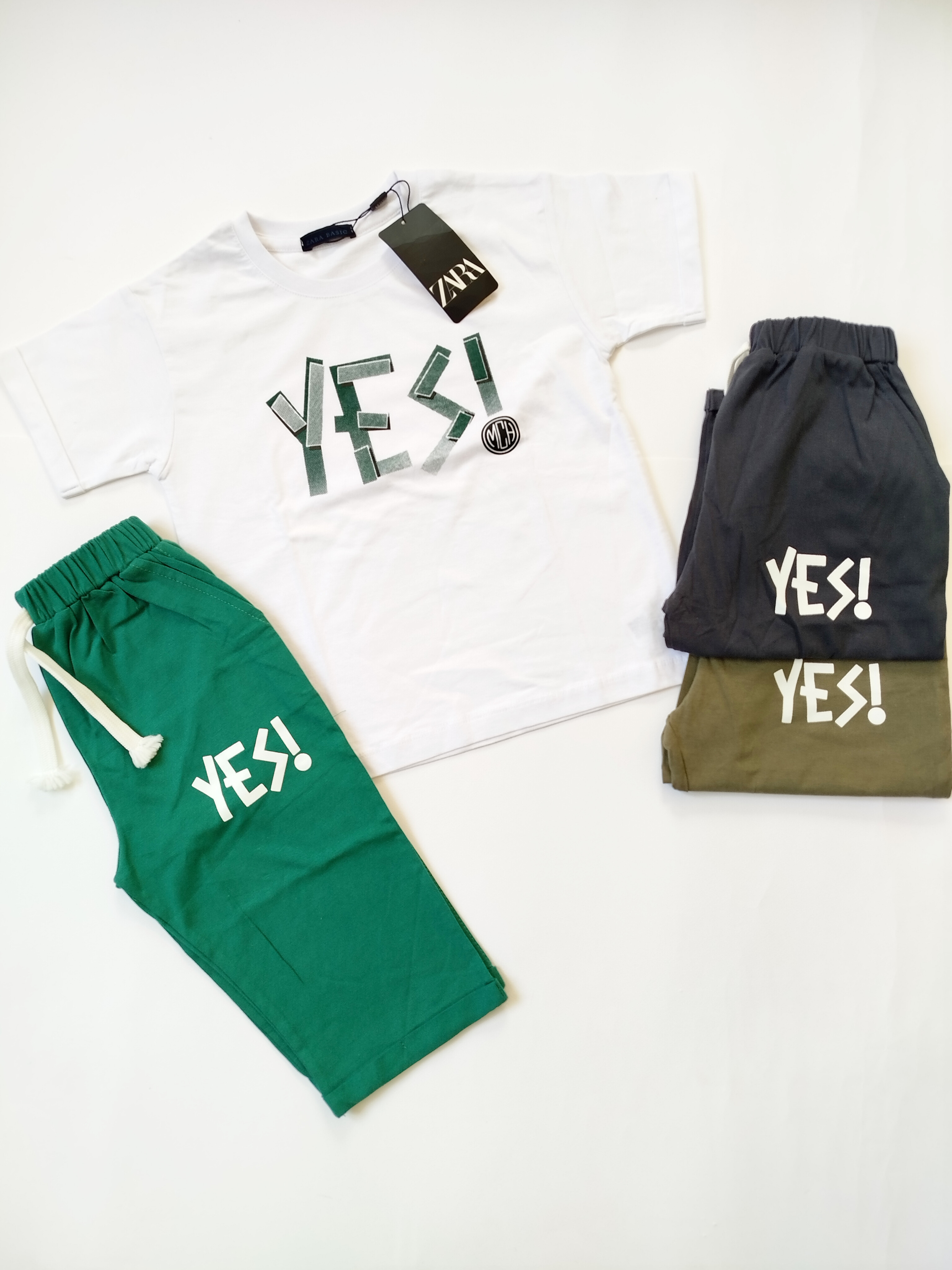 تیشرت شلوارک پسرانه نخ پنبه مدل yes کد ۳۰۱۰