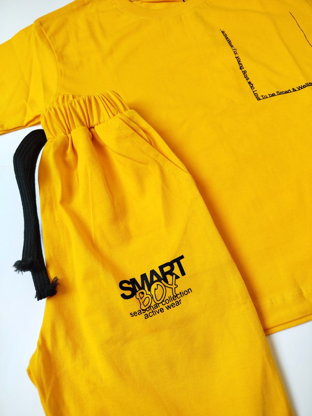 ست تیشرت و شلوارک راحتی پسرانه نخی مدل smart کد ۳۰۱۴
